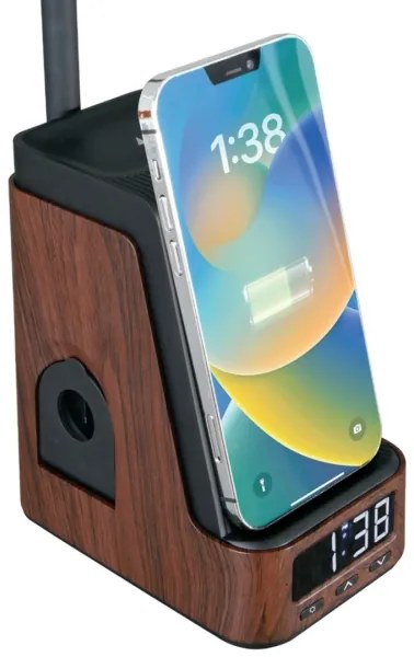 Immax 08999L - Lampada da tavolo LED+CCT dimmerabile con ricarica wireless Qi IDEAL LED/8W/230V, marrone