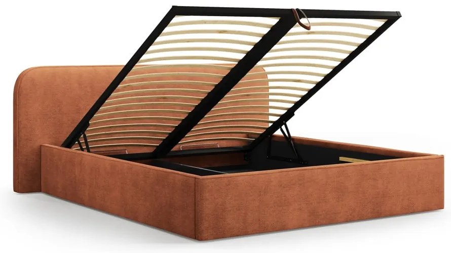 Letto matrimoniale imbottito color mattone con contenitore e rete inclusi 200x200 cm Elizabeth – Micadoni