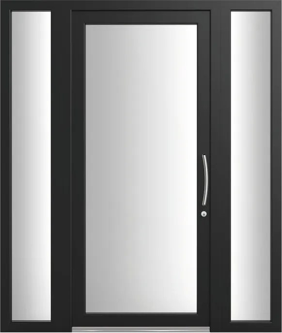 Portoncino d'ingresso Condo12 con vetro L 90 x H 210 cm in PVC nero, apertura spingere a sinistra