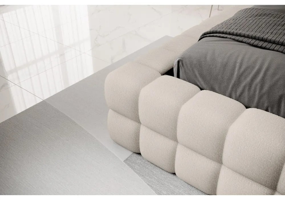 Letto matrimoniale imbottito beige con contenitore e rete inclusi 140x200 cm Dizzle – ELTAP