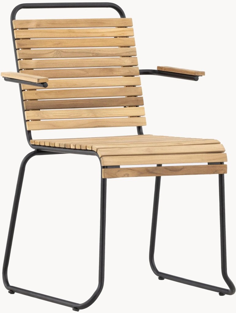 Sedia con braccioli da giardino impilabile in legno di teak Bois