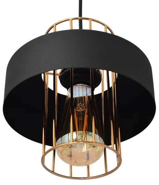 Lampadario a sospensione con filo VOLTA 1xE27/15W/230V nero/oro