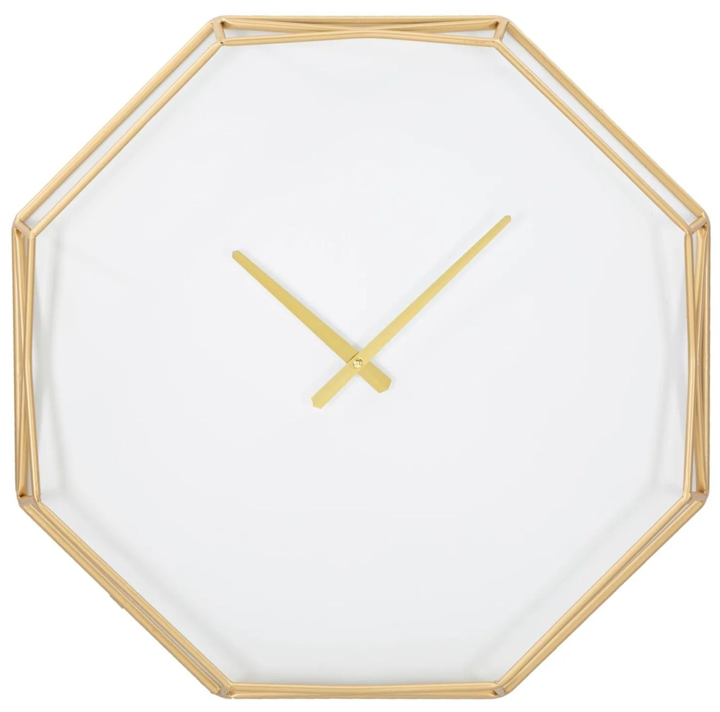 Orologio da muro ottagonale in metallo dorato 56 cm