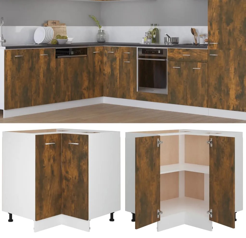 Armadietto cucina rovere fumo 75,5x75,5x80,5 cm in legno