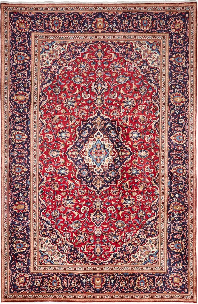 Kashan Tappeto persiano 300 x 200 Rosso (Iran) Annodato A Mano