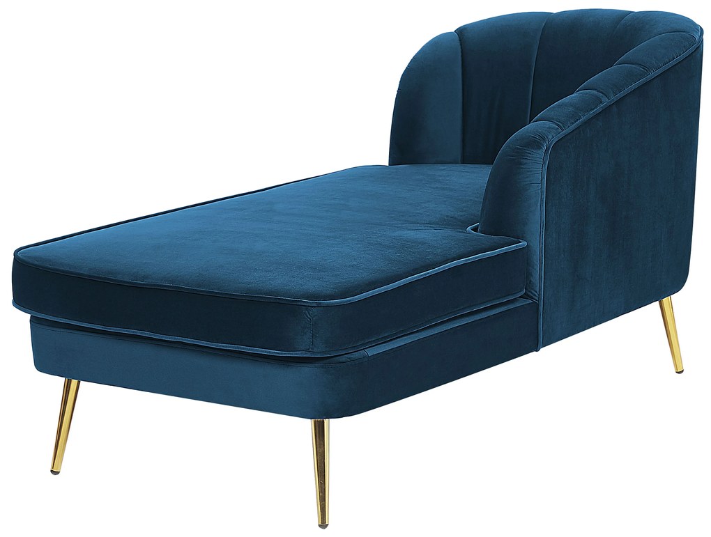 Chaise longue velluto blu marino sinistra ALLIER Beliani
