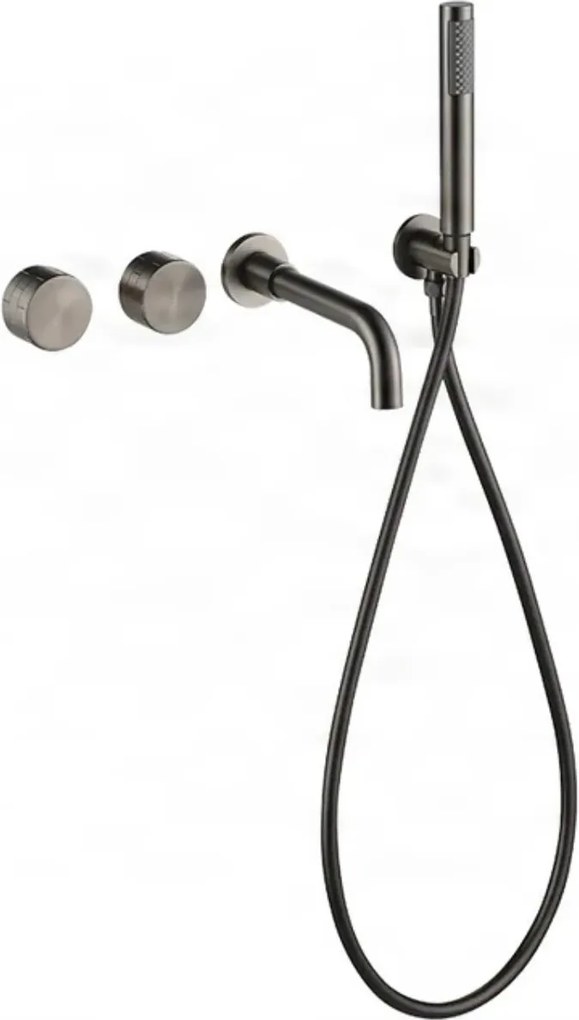 Miscelatore vasca da incasso ELITE EDITION BBTC1658 con bocca girevole, nero opaco o argento spazzolato — Grigio gunmetal