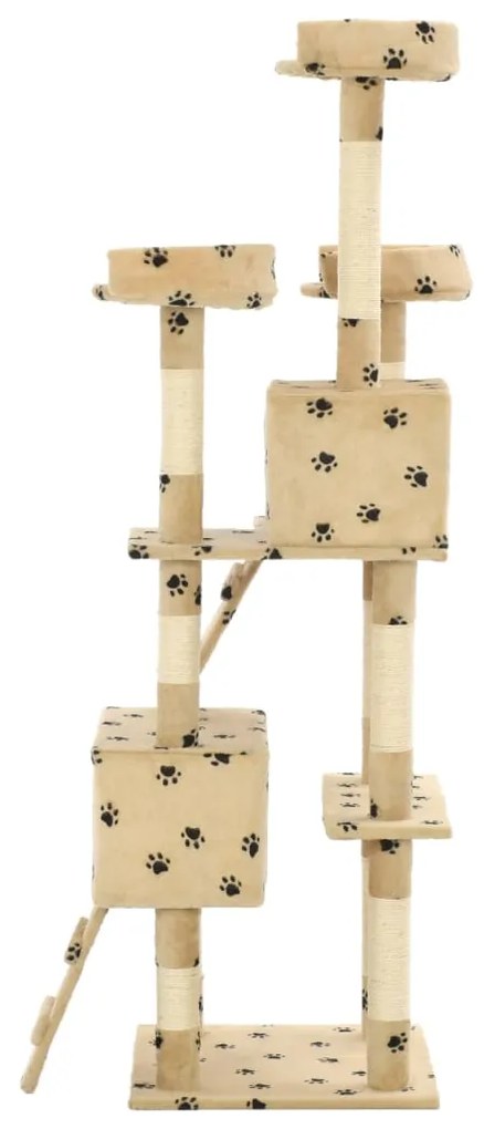 Albero per gatti tiragraffi sisal 170 cm zampe stampate beige