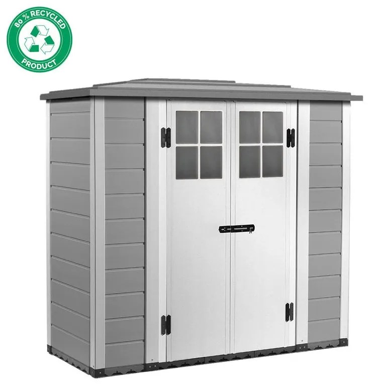 Casetta da giardino GAROFALO Pagoda EVO L in pvc grigio con porta doppio battente, superficie interna 1.83 m² e spessore parete 20 mm