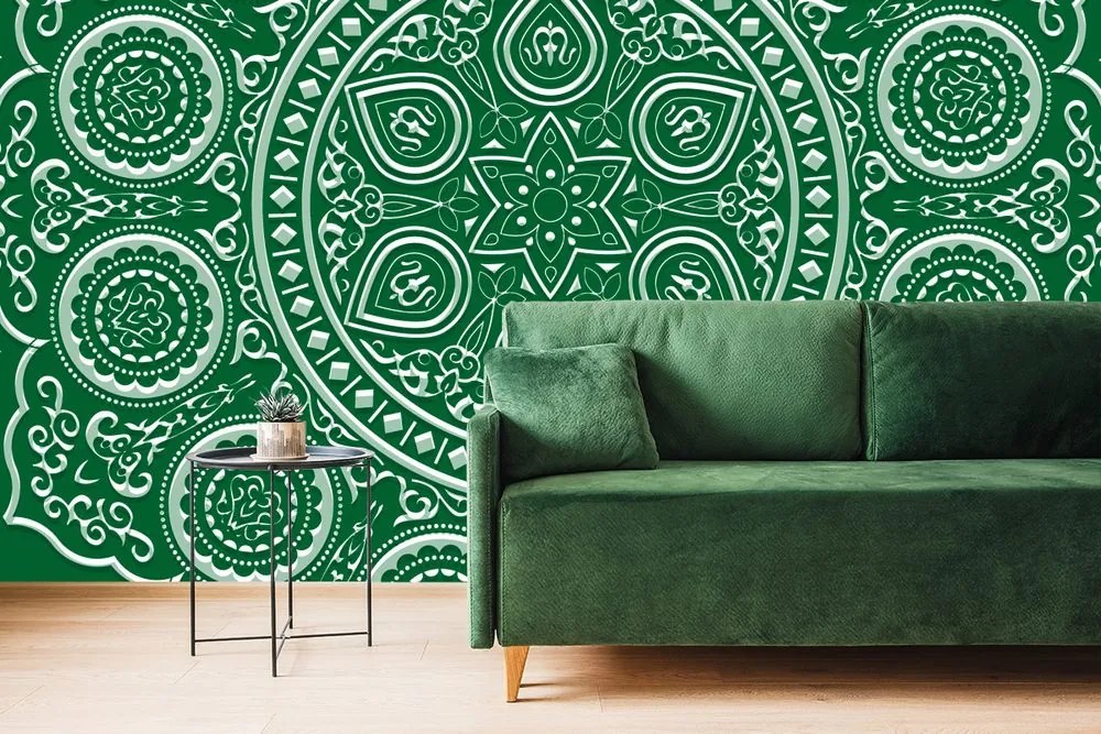 Carta da parati – Mandala etnica delicata in verde