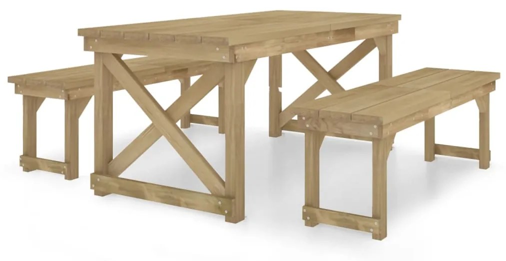 Set da pranzo per giardino 3 pz in legno di pino impregnato