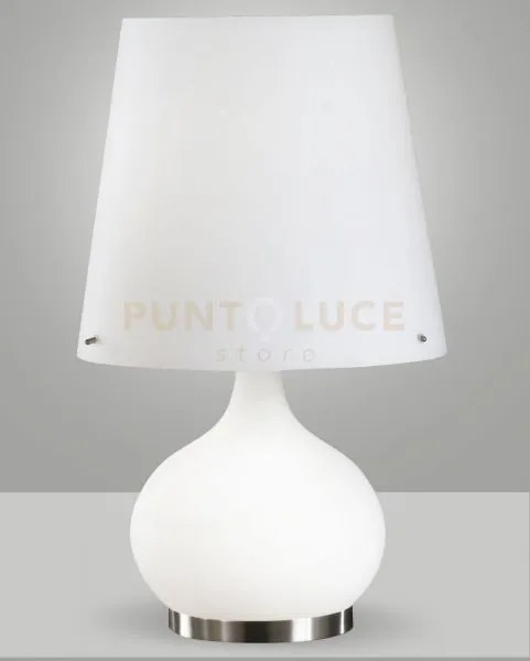 Ade lampada da tavolo vetro bianco h.58cm grande 2 luci attacco e14...