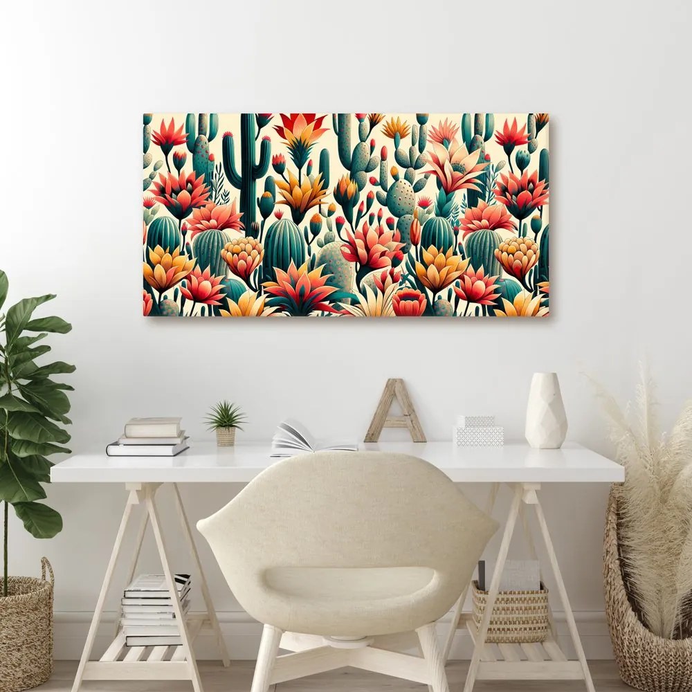Quadro su tela – Fiori e cactus nel deserto