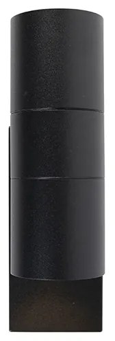 Lampada da parete per esterni nera a 2 luci IP44 con sensore crepuscolare - Duo