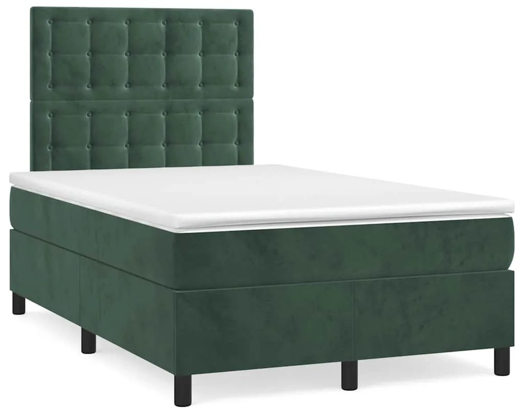 Letto A Molle Con Materasso E Led Verde Scuro 120x190cm Velluto /