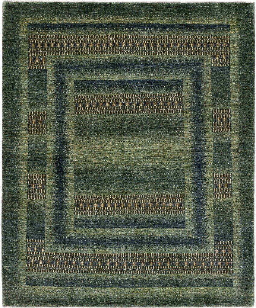 Loribaft Tappeto 150 x 200 Verde (Iran) Annodato A Mano