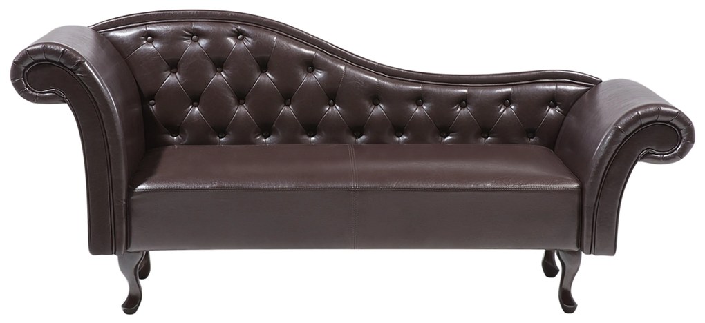Chaise longue vintage sinistra in pelle sintetica marrone LATTES Beliani