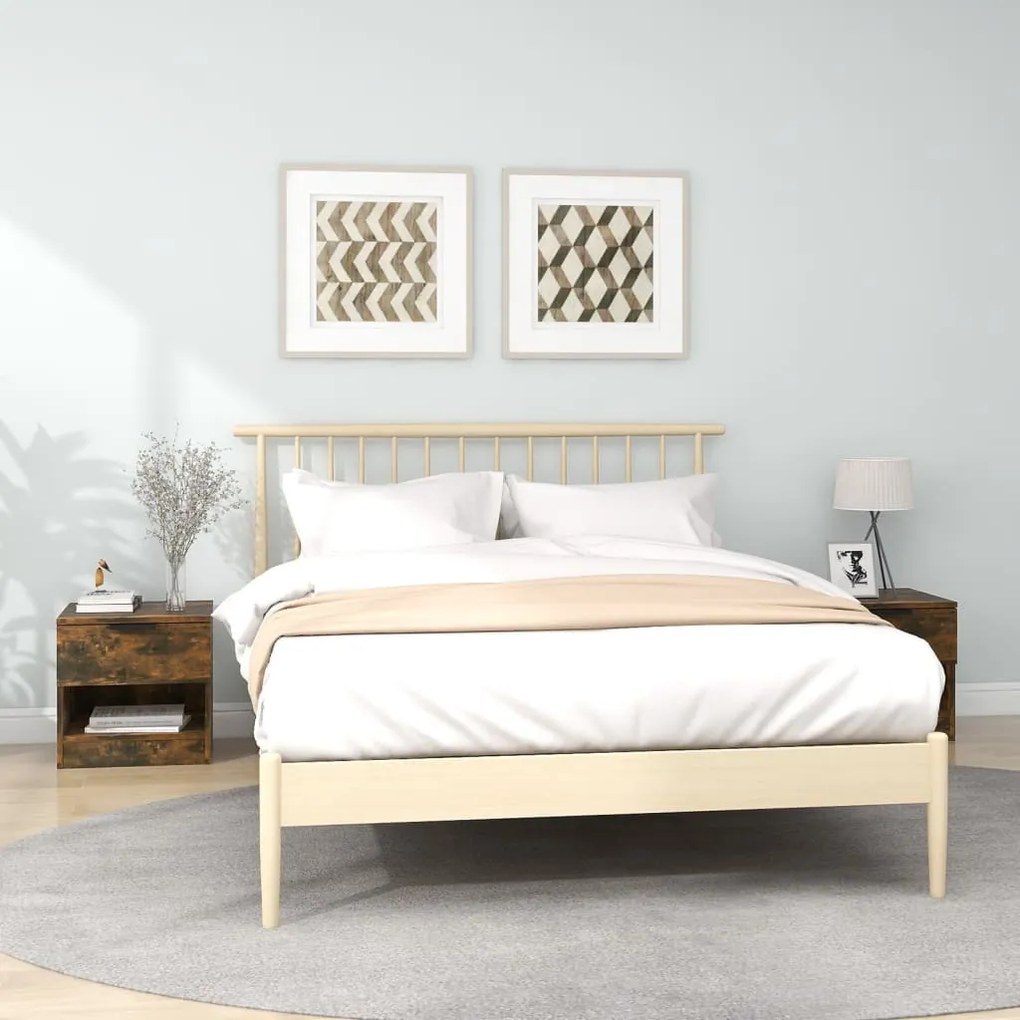 Comodini 2 Pz Rovere Fumo İn Legno Multistrato /