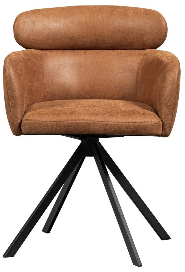 Sedia da pranzo marrone cognac in imbottito con braccioli Fenne – WOOOD