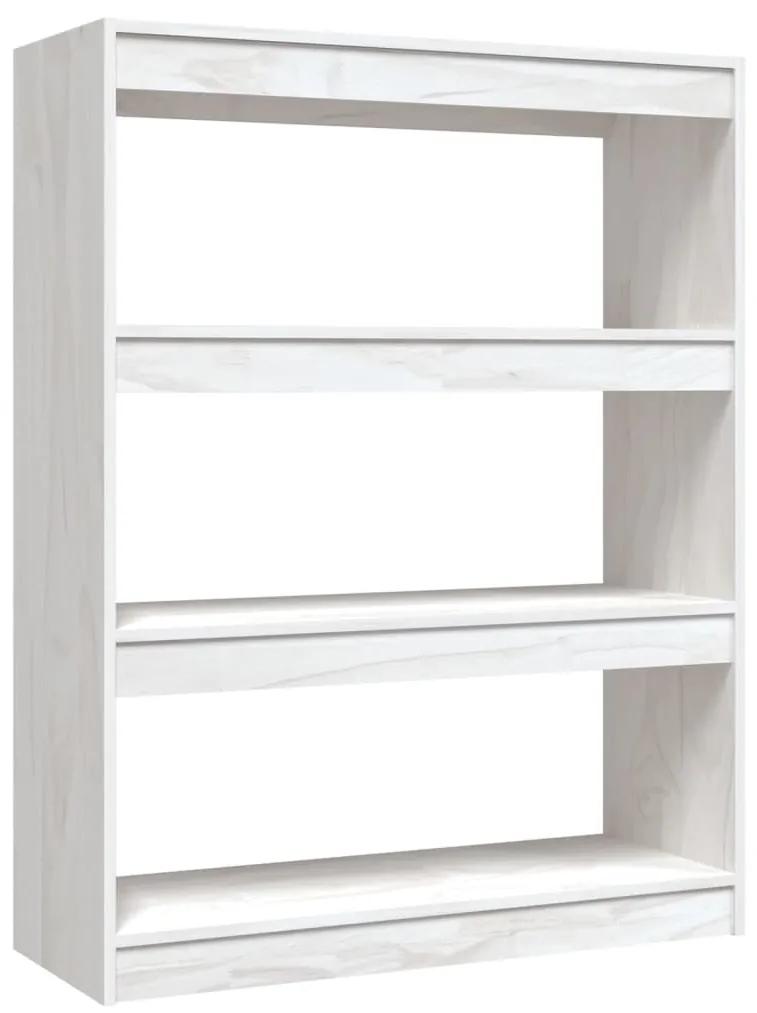 Libreria/divisorio bianco 100x30x103 cm in massello di pino