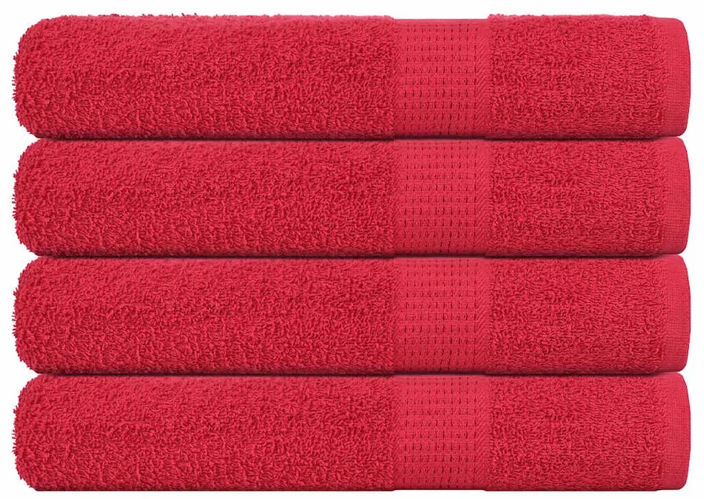 Asciugamani 4 Pz Rossi 100x200 Cm 360 G/m² 100% Cotone /