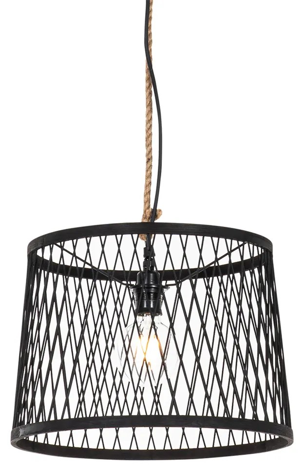Lampada a sospensione da esterno rustica in rattan nero 40 cm - Calamus