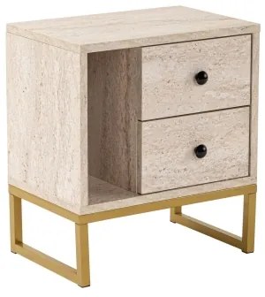 Comodino GLIMMER 50x45,2 cm beige/oro