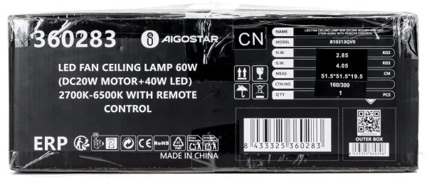Aigostar - Ventilatore da soffitto dimmerabile a LED LED/40W/230V 2700-6500K + +TC bianco