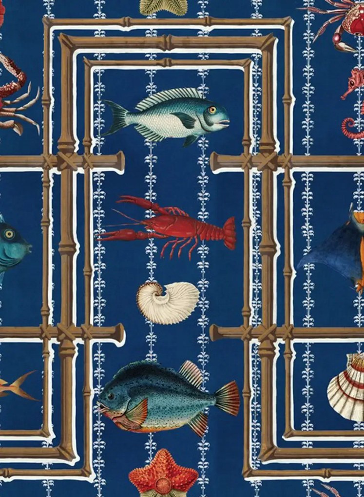 Mindthegap Carta da parati Underwater Life - Indigo/ Turquoise/ Red/ White