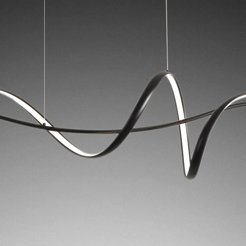 Lampadario LED design Carola nero, luce naturale 1500 lumen, NOVECENTO