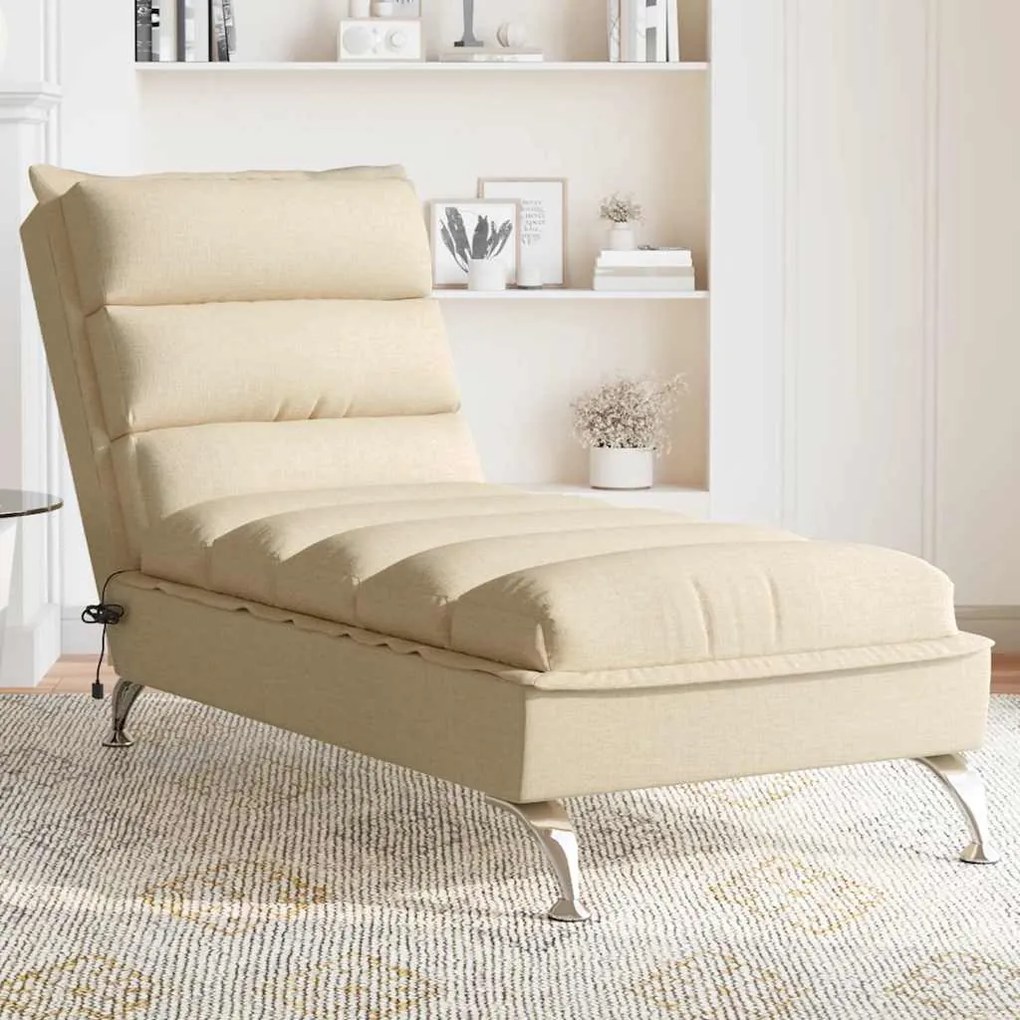 Chaise Longue Massaggi Con Cuscini Crema İn Tessuto /