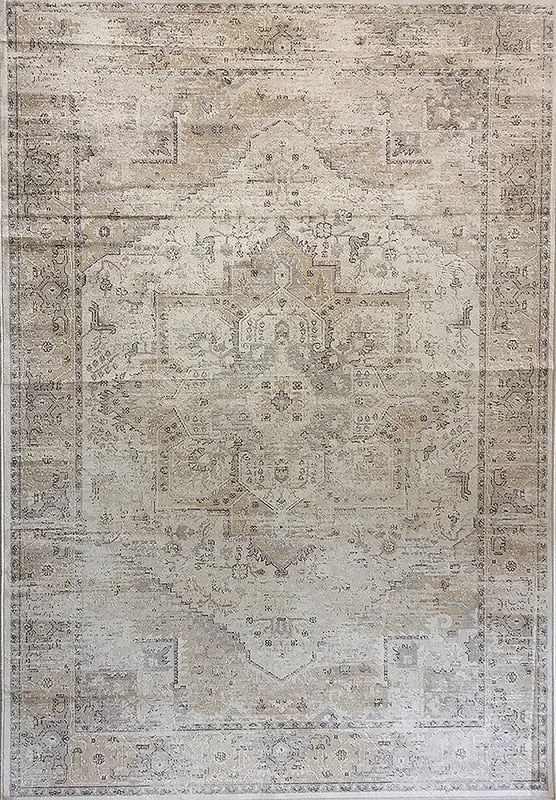 Tappeto Lotus orientale in viscosa beige, L 200 x L 140 cm