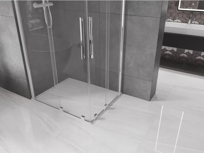 Mexen Velar Duo cabina doccia scorrevole 90 x 80 cm, trasparente, cromo - 871-090-080-02-01