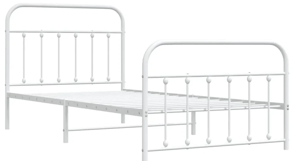 Giroletto con testiera e pediera metallo bianco 100x200 cm