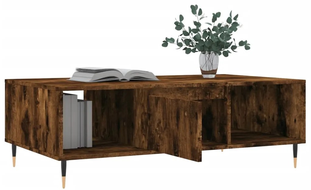 Tavolino da salotto rovere fumo 104x60x35 cm legno multistrato