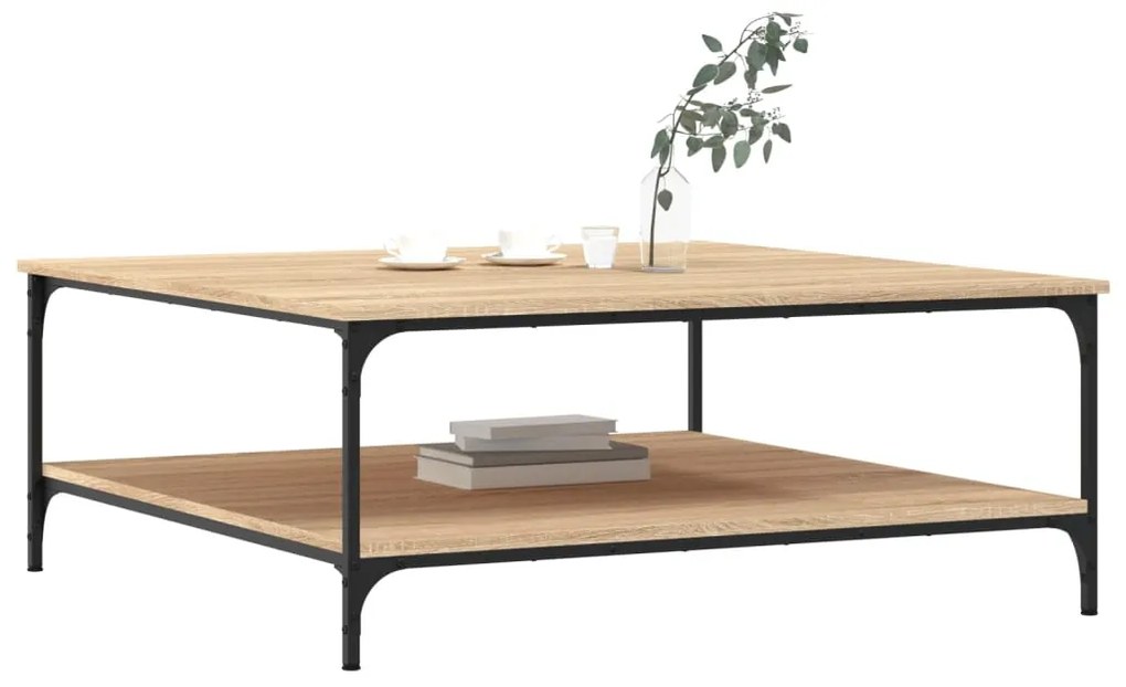 Tavolino salotto rovere sonoma 100x100x40 cm legno multistrato