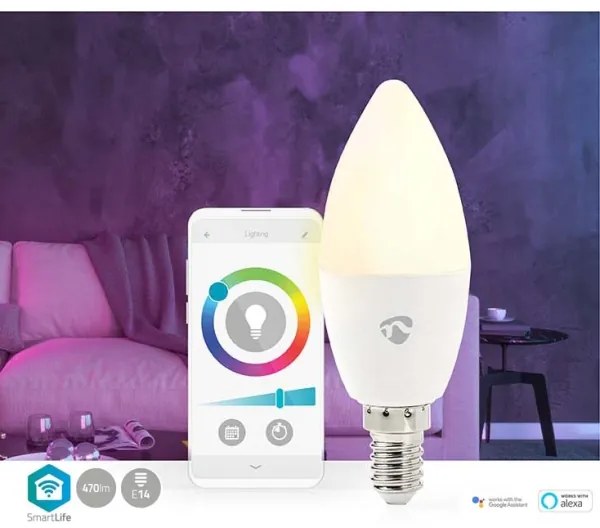 Nedis WIFILRC10E14 - Lampadina LED RGB Dimmerabile E14/4,9W/230V Wi-Fi 2700-6500K