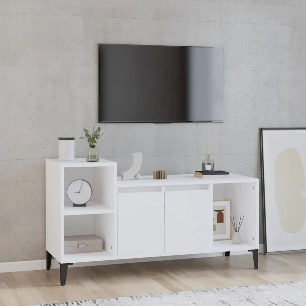 Mobile Porta Tv Bianco 100x35x55 Cm İn Legno Multistrato /
