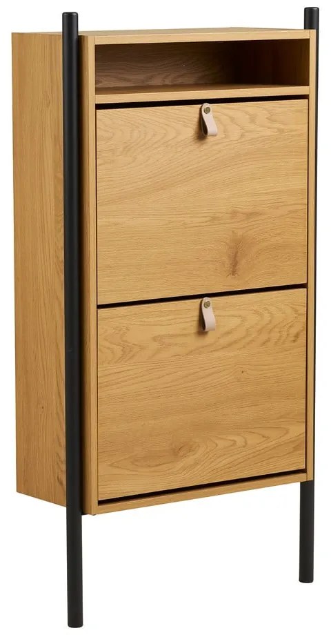 Scarpiera di colore naturale con effetto rovere con ante ribaltabili 62x118x26 cm Barco – House Nordic