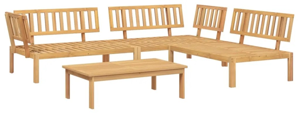 Set divano pallet da giardino 4 pz in legno massello di acacia