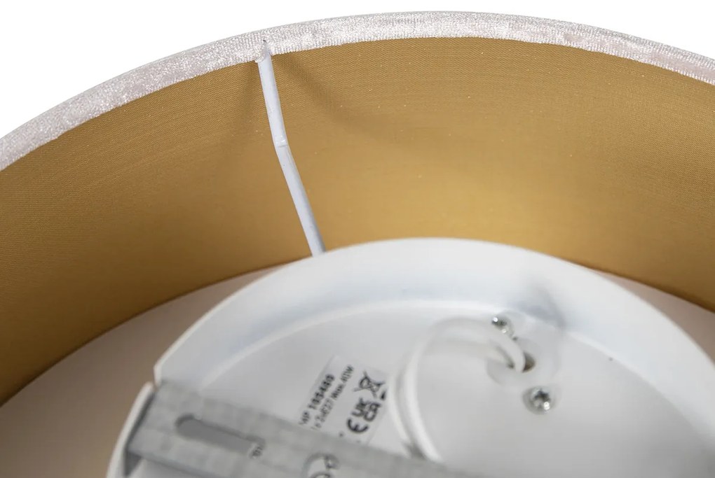 Plafoniera moderna rosa 30 cm con interno dorato - Drum