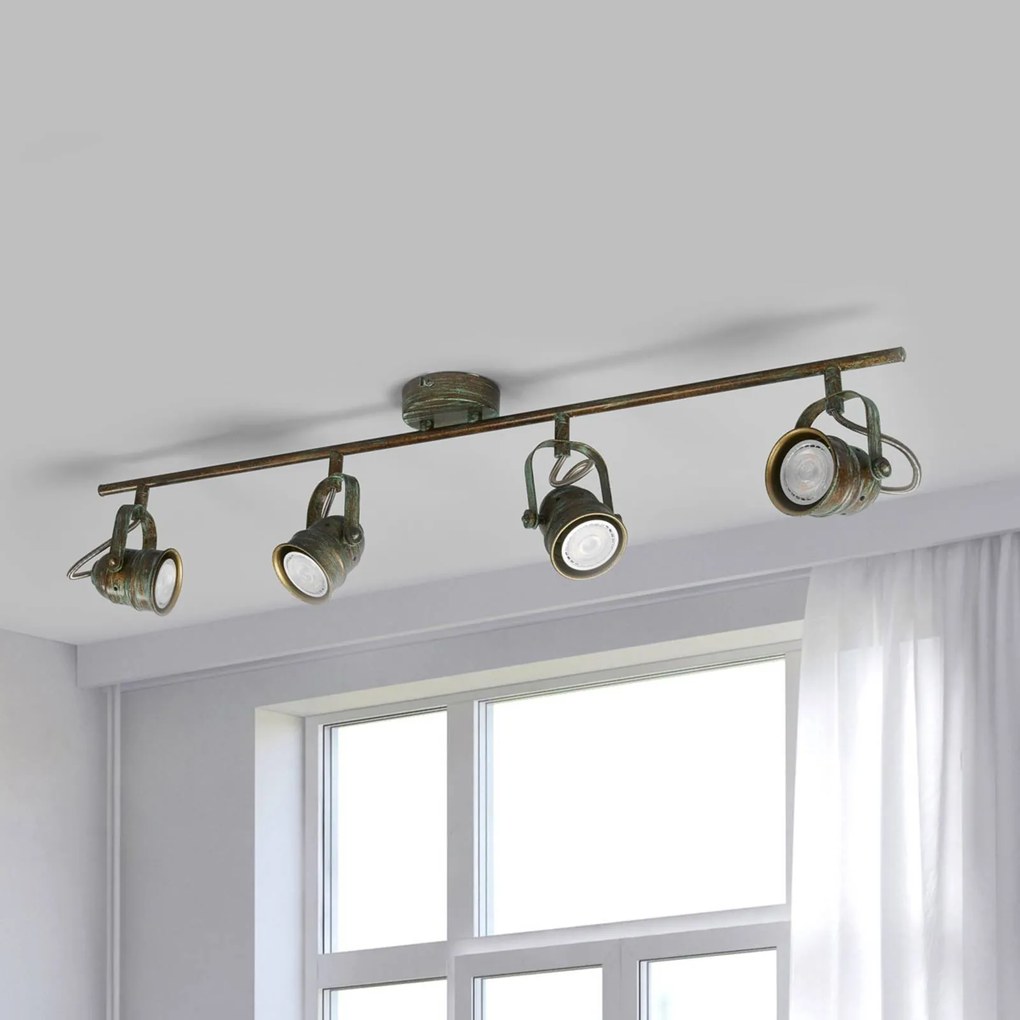 Lindby fatto da soffitto Leonor, a 4 luci, verde, metallo, 78 cm