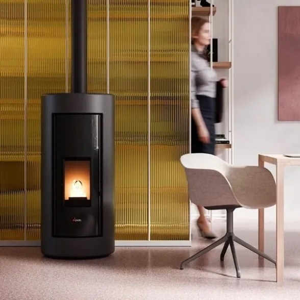 Stufa A Pellet Ad Aria Cadel Shell 9 Up Antracite - Uscita Fumi Superiore