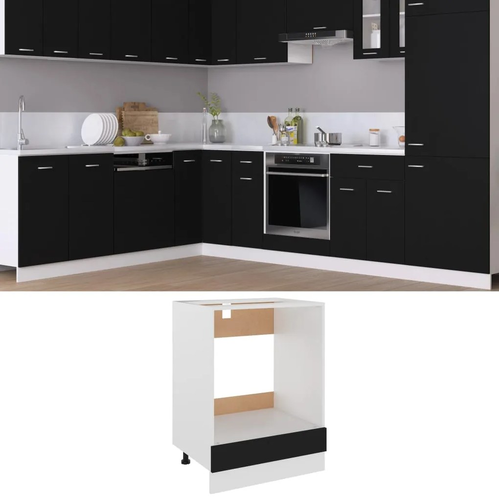 Armadio per forno nero 60x46x81,5 cm in truciolato