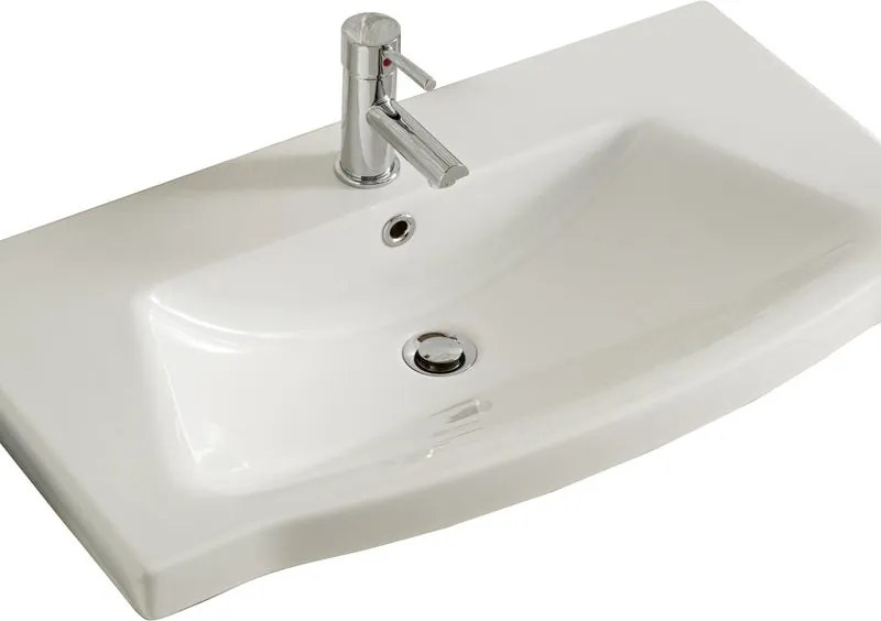 Lavabo a incasso rettangolare L 82 x H 6 x P 46 cm in ceramica bianco lucido
