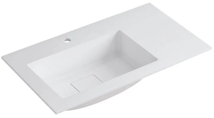 Lavabo a incasso rettangolare vasca a sinistra L 80.5 x H 15 x P 46 cm in resina bianco opaco