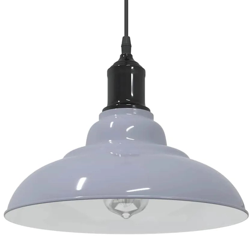 Lampada Sospensione Regolabile E27 Grigio Lucido Ø31 Cm Metallo /