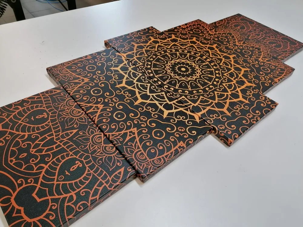 Quadri 5 pezzi – Mandala vintage in stile indiano