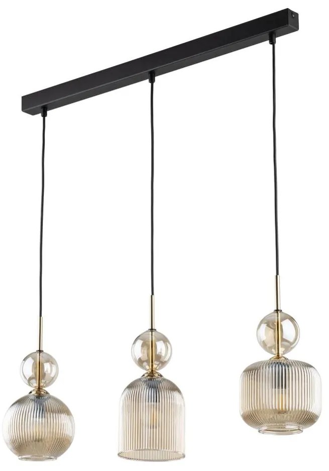 Lampada a sospensione SOPHIA con cavo 3xE14/10W/230V Nero/Beige fumé
