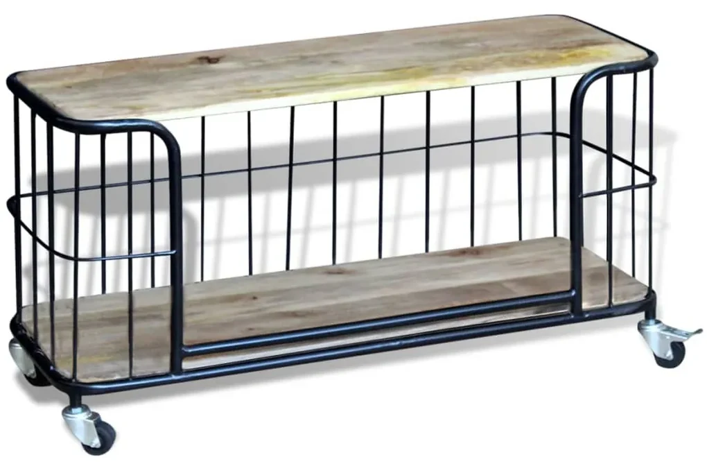 Mobile porta tv in solido legno di mango 100x40x45 cm